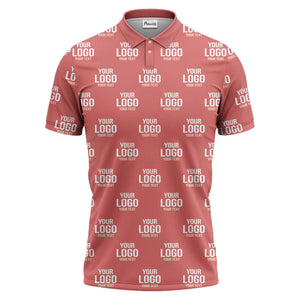 custom logo & text repeat pattern black white gold polo shirt