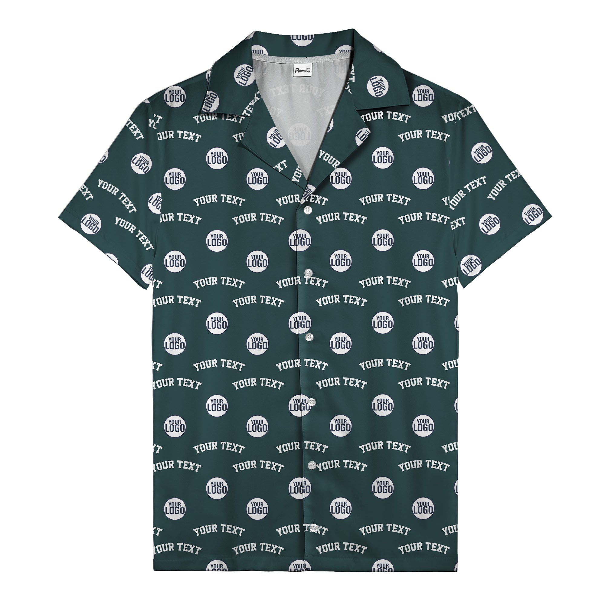Custom Logo & Text Repeating Red White Blue Illustrated Hawaiian Shirt For Men