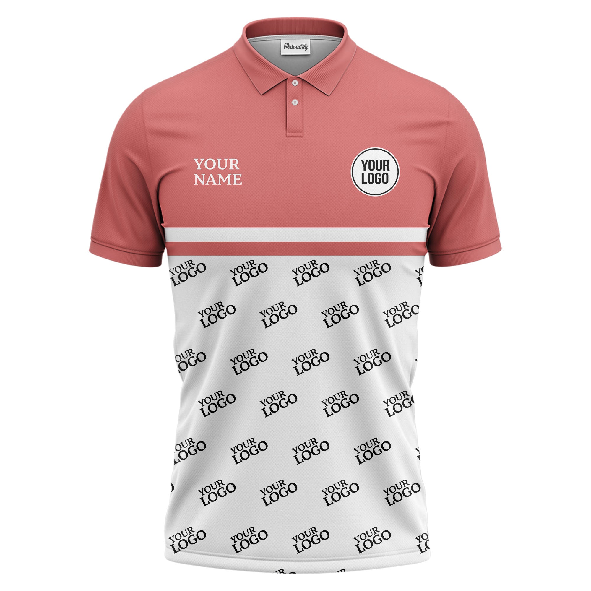 custom logos repeat monochrome black white corporate polo shirt