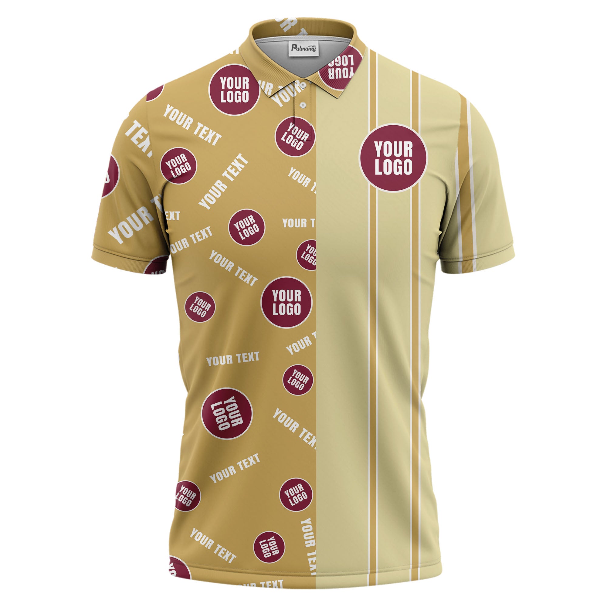 custom multi color geometric logo stripe men's golf polo shirt