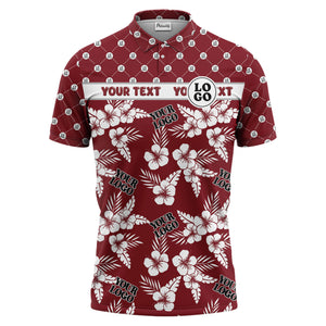 tropical hibiscus custom logo polo hawaiian shirt