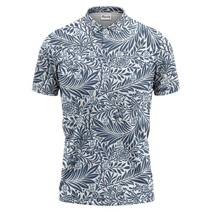 custom multi color illustrated botanical leaf & vine golf polo shirt for men