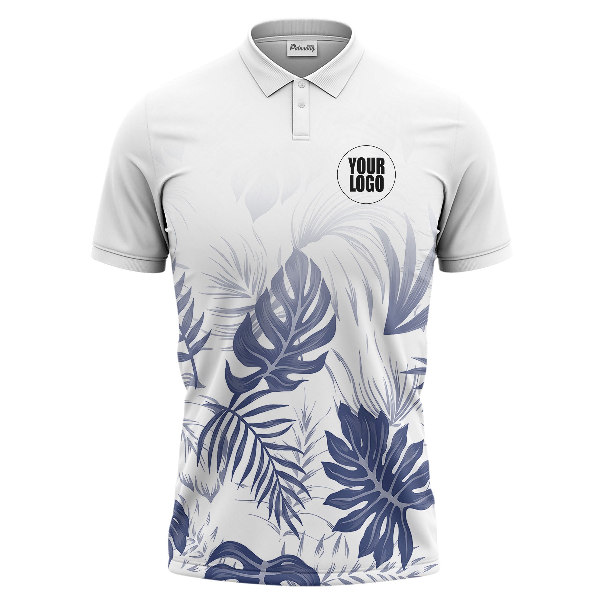 custom multi color illustrated tropical leaves foliage golf polo shirt for men