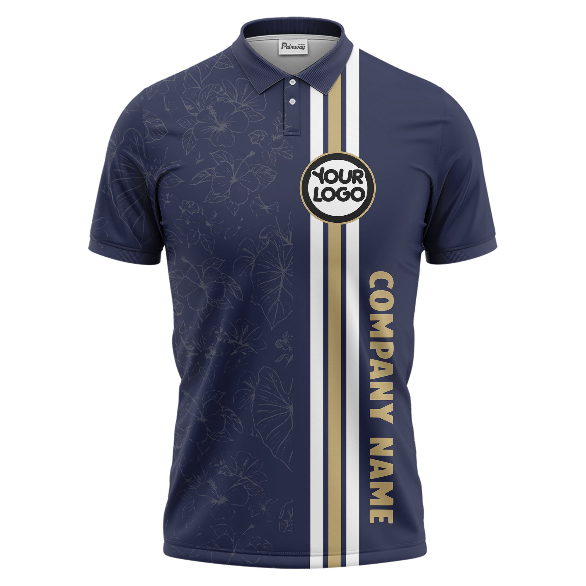 custom multi color tropical floral striped golf polo shirt for summer resort style