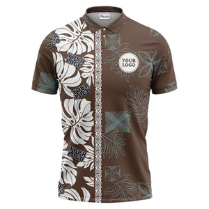 tropical leaf pattern polo custom polo shirt