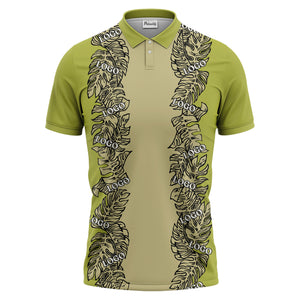 custom multi color tropical leaf patterned logo golf polo shirt for men