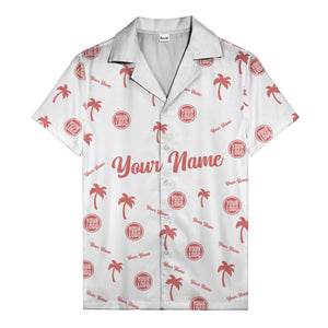custom palm tree silhouette & name logo black white hawaiian shirt