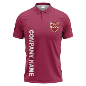 custom shield logo vertical text corporate branded polo shirt
