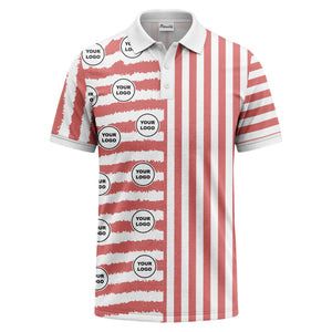 customizable black & white stripes with logo circles polo shirt