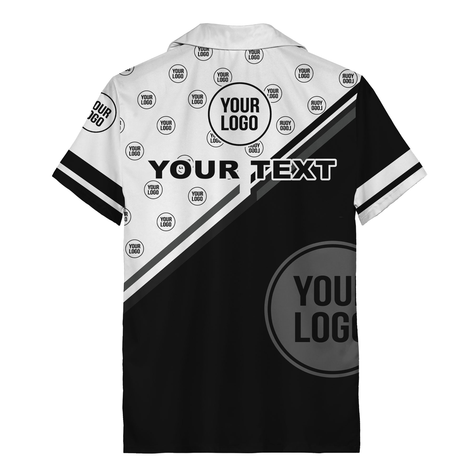 customizable diagonal stripe & logo repeating hawaiian shirt