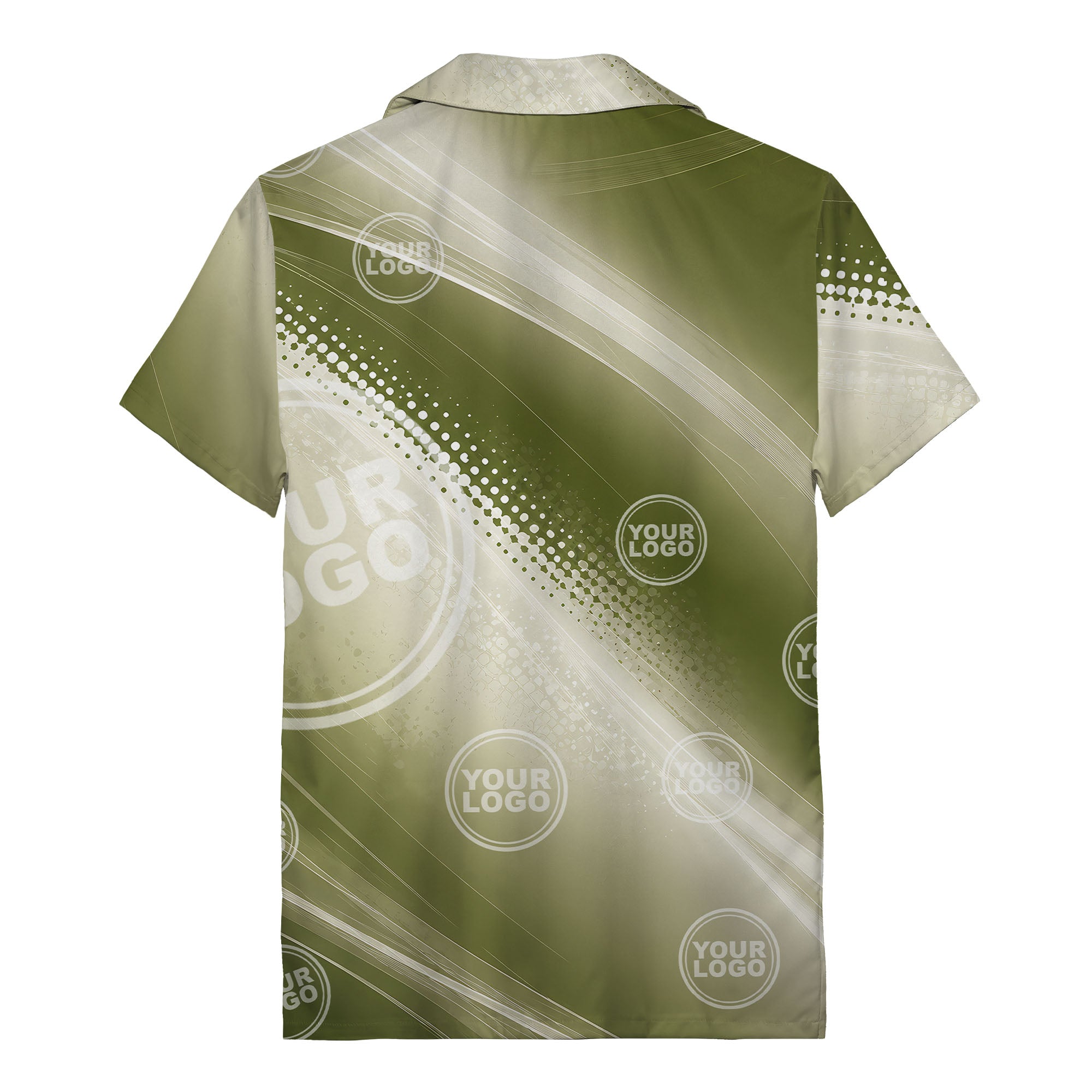 customizable logo circles & diagonal stripes olive green hawaiian shirt