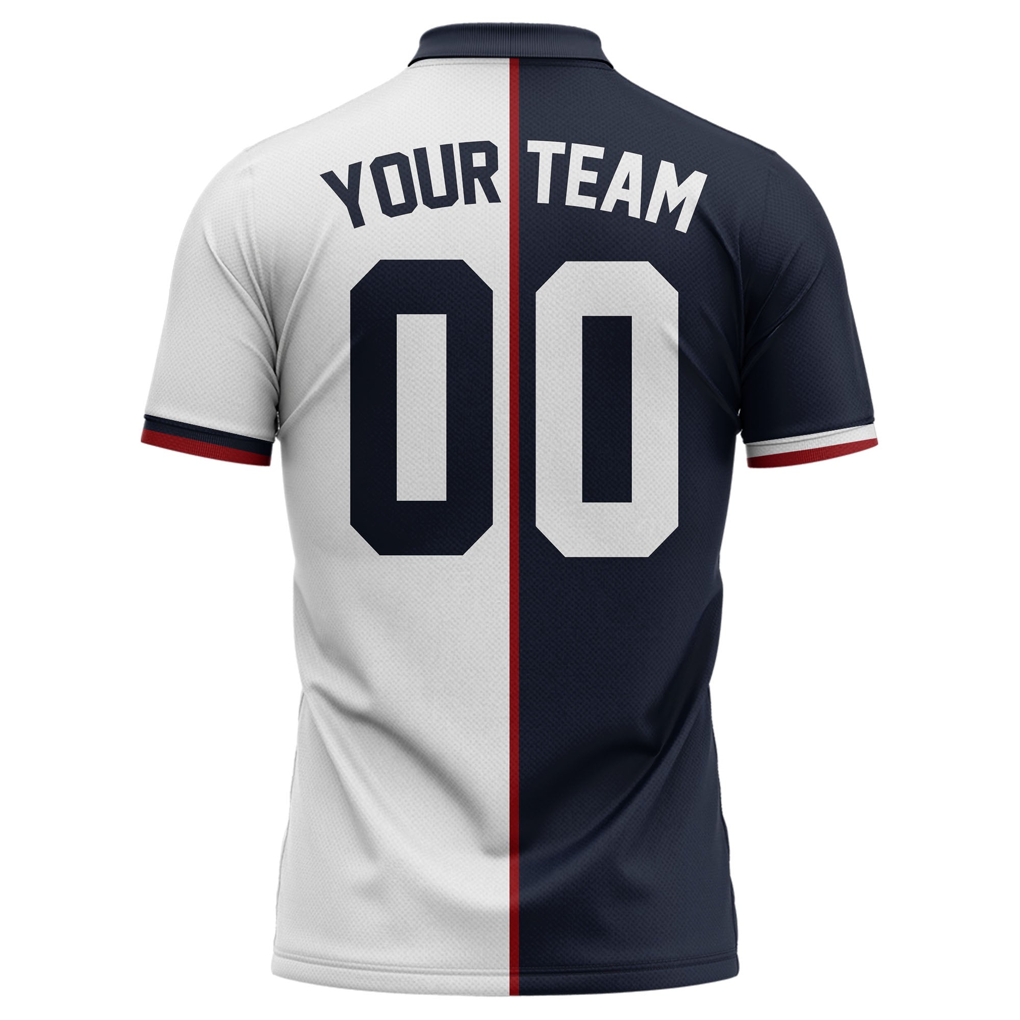 customizable name & logo circle navy white red golf polo shirt
