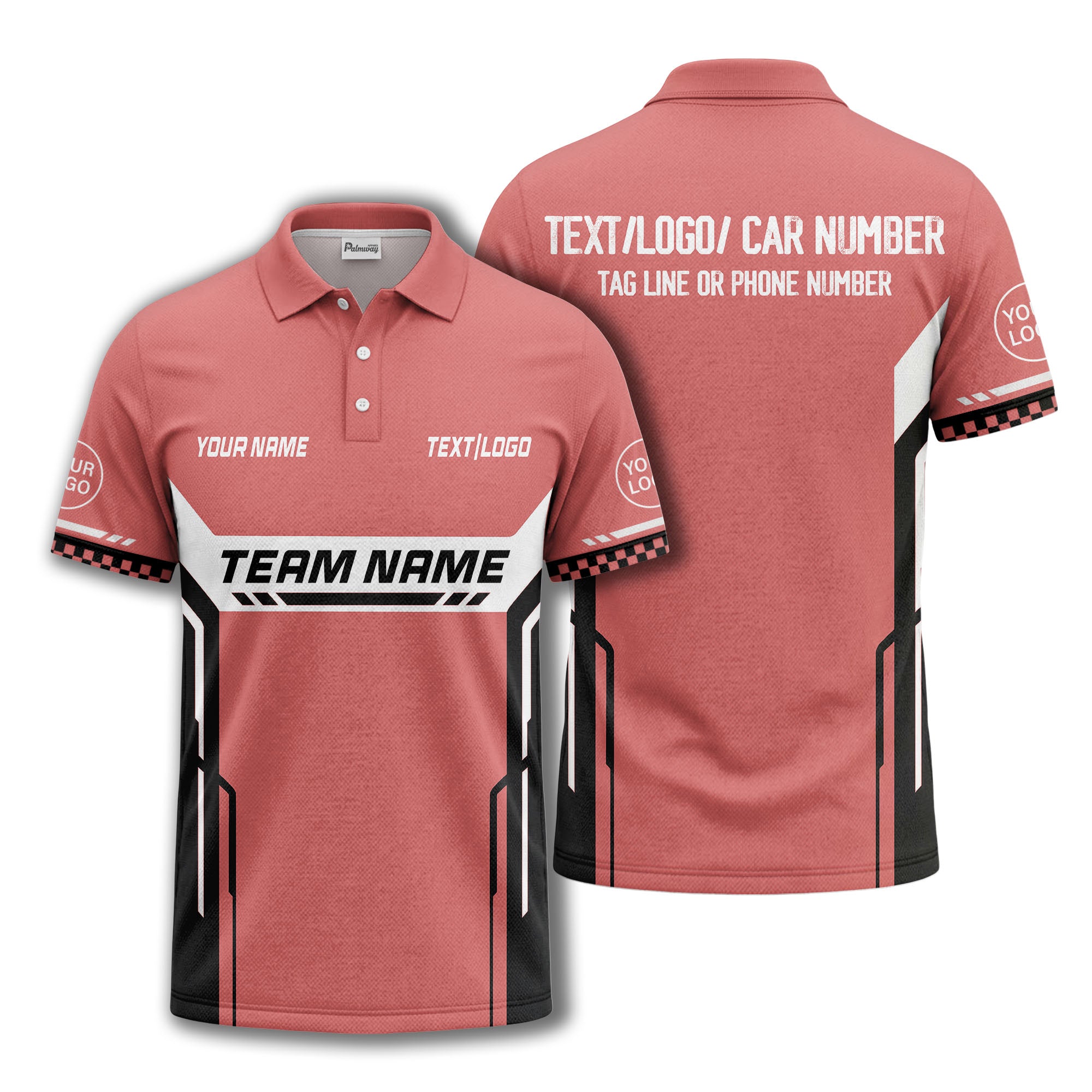 customizable team name geometric stripes polo shirt for men