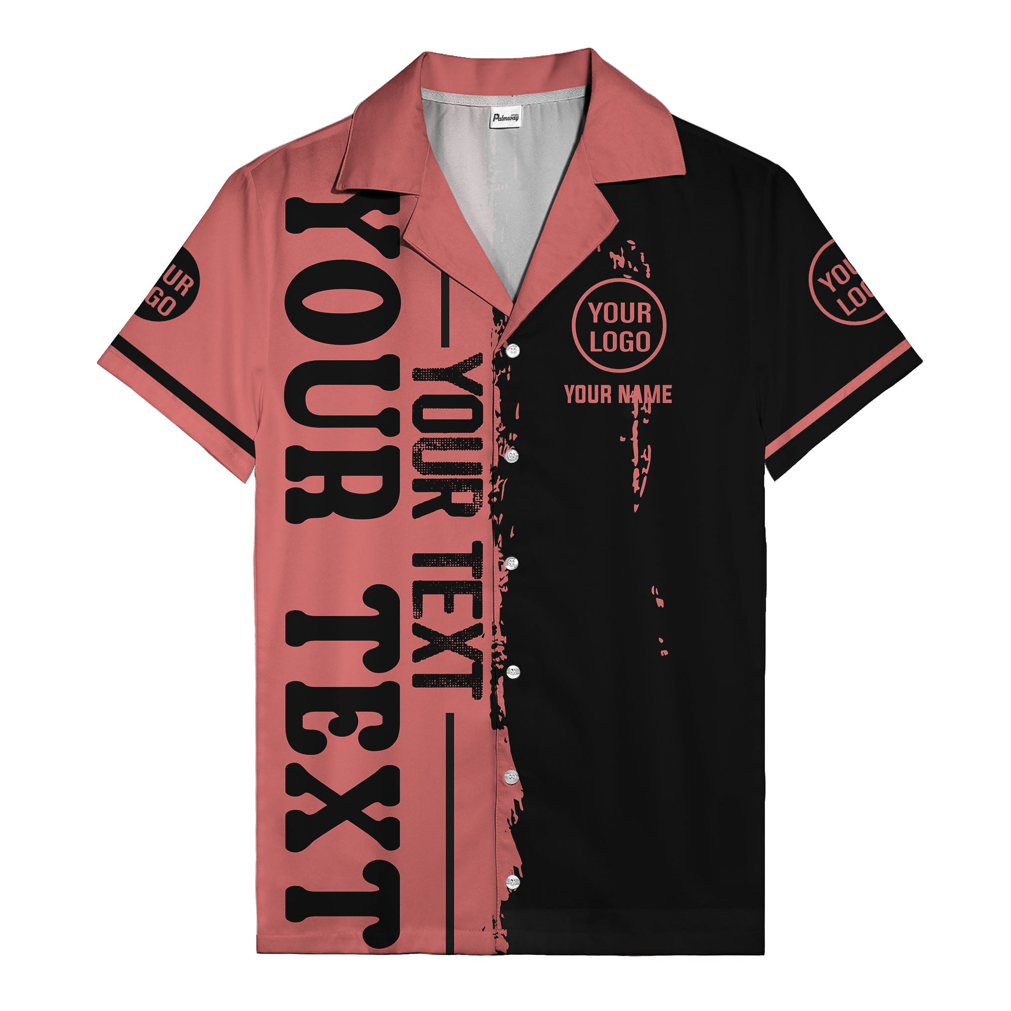 customizable text logo circle personalized hawaiian shirt