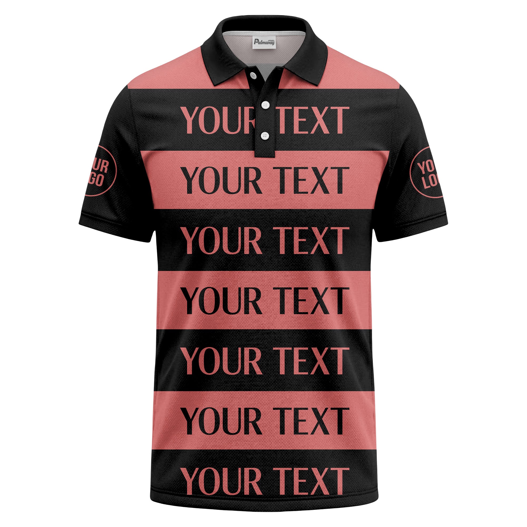 customizable text on bold horizontal stripes polo shirt