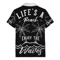 customizable text palm trees & stars graphic hawaiian shirt for men