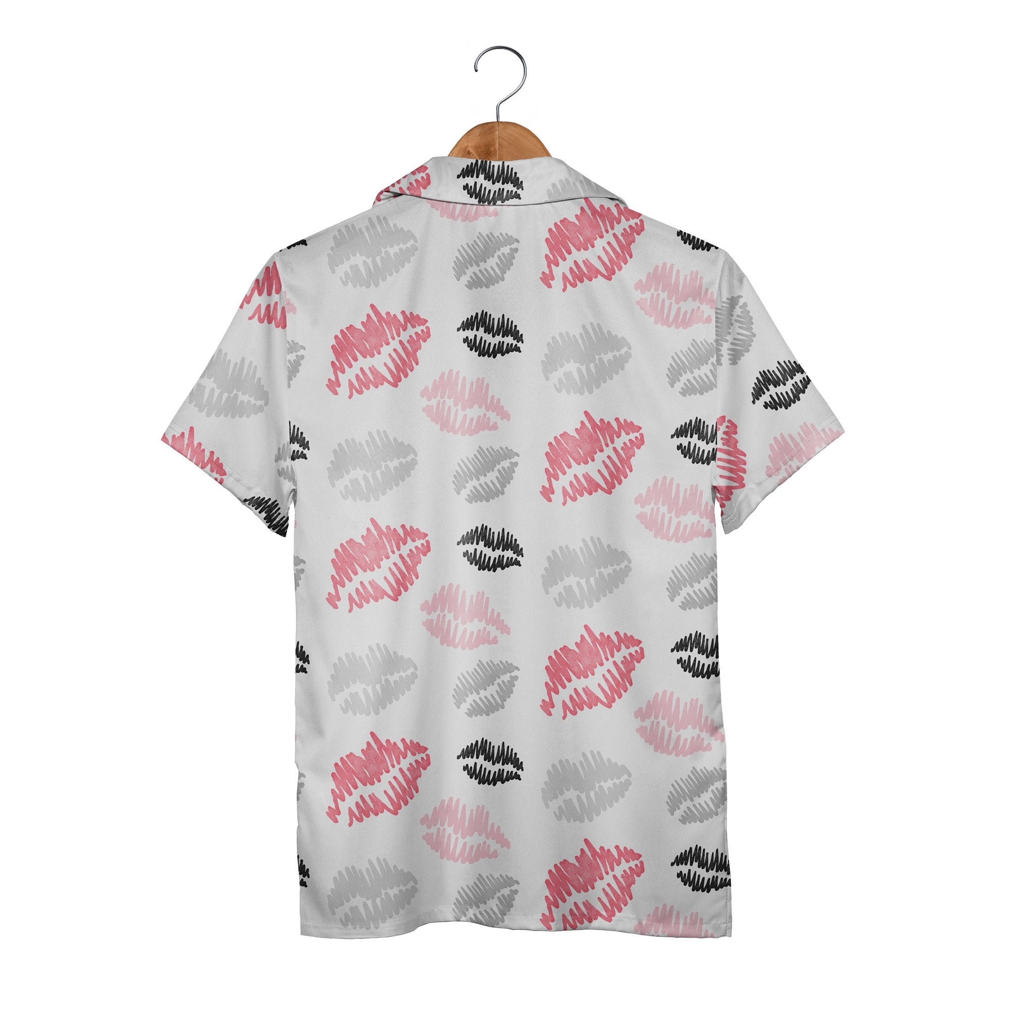 Cute Dinosaur Love Hawaiian Shirt with Hearts and Green Foliage Accents