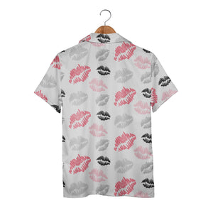 Cute Dinosaur Love Hawaiian Shirt with Hearts and Green Foliage Accents