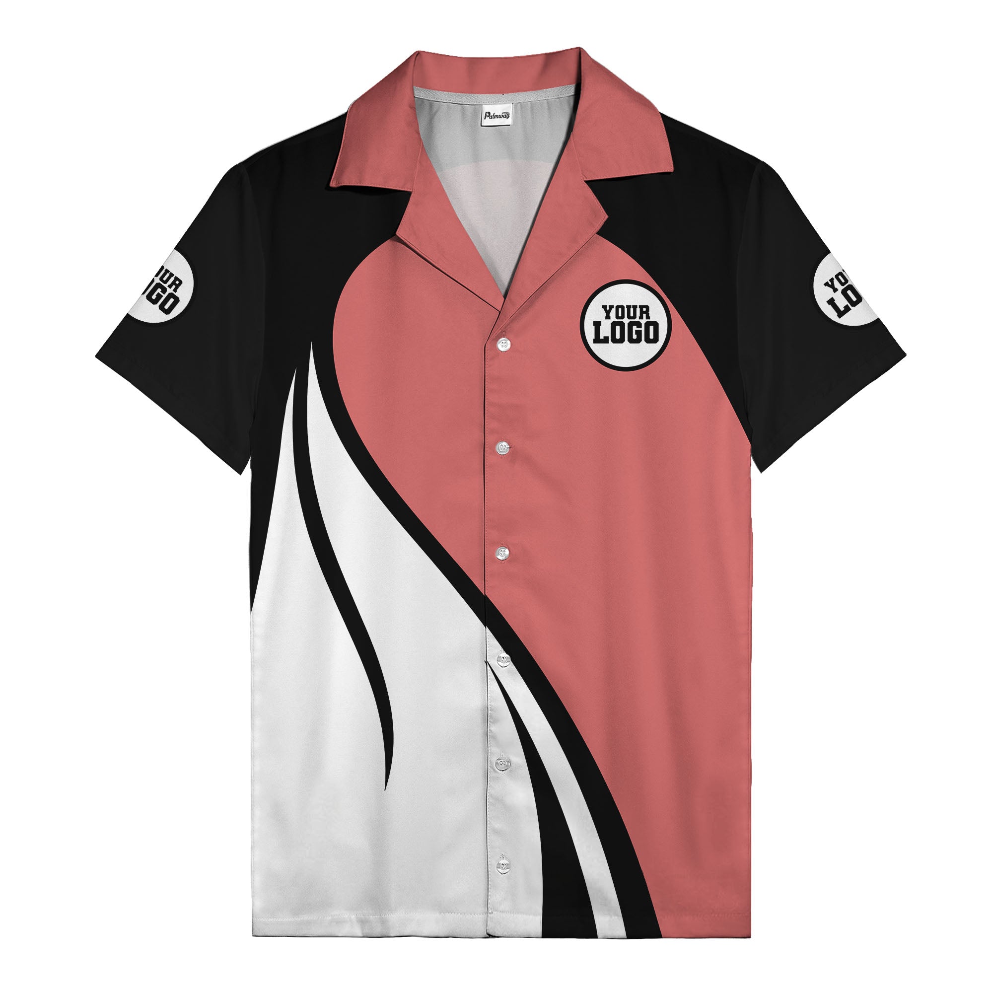 diagonal stripe custom logo retro bowling hawaiian shirt