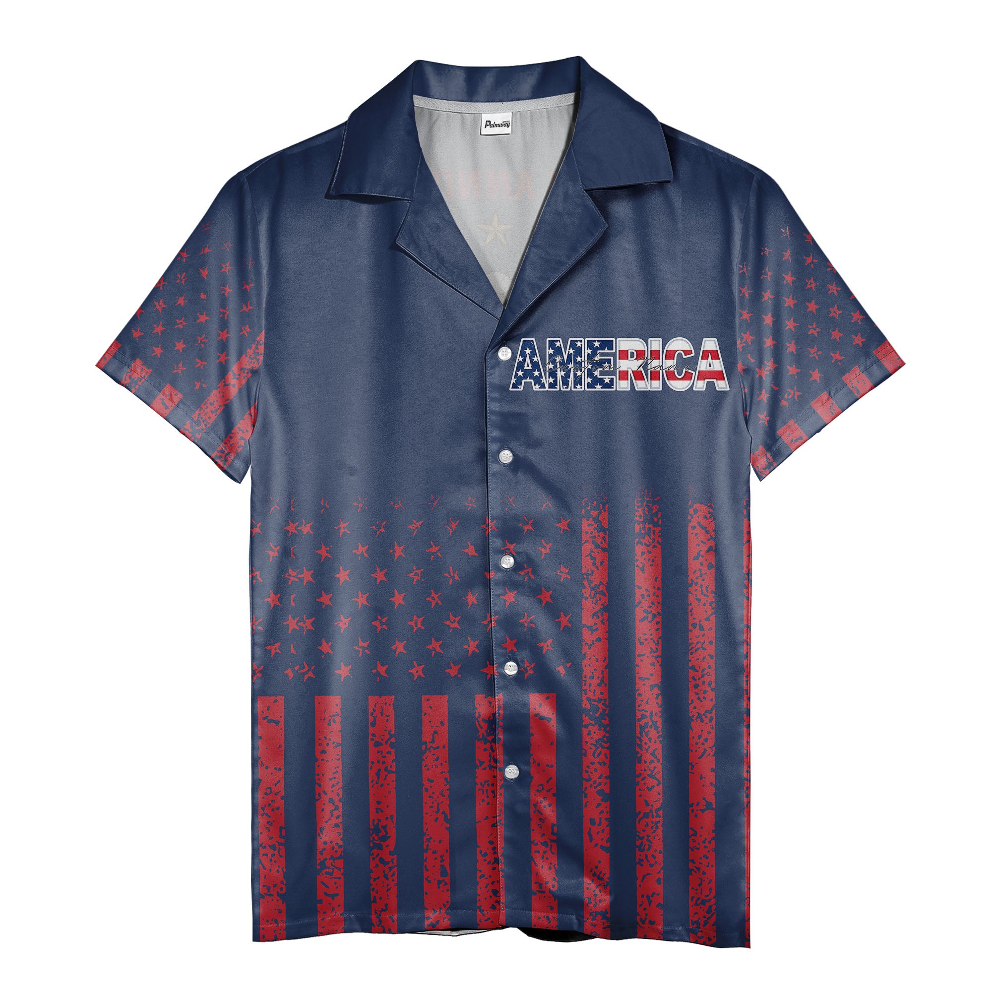 distressed american flag stars & stripes graphic hawaiian shirt for men
