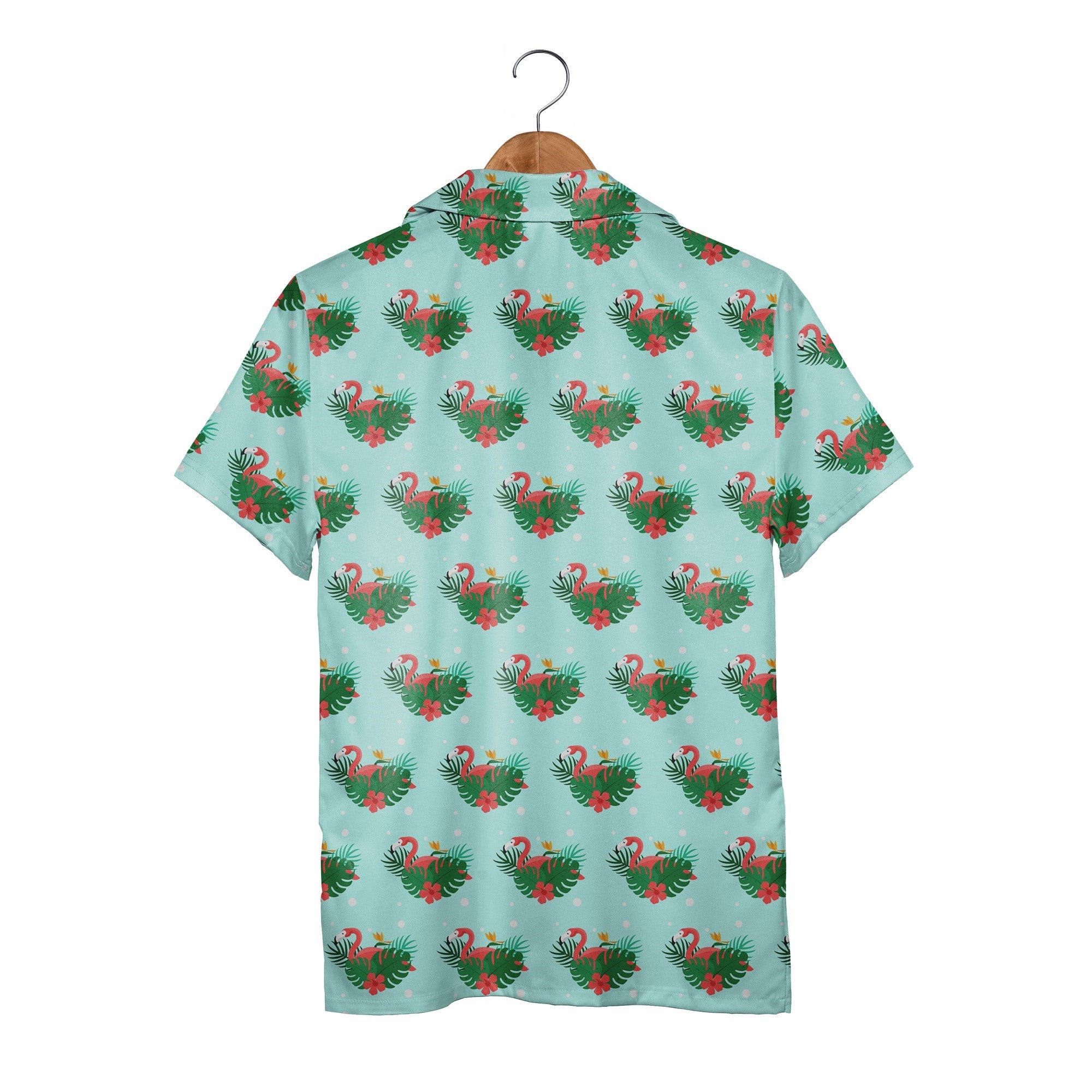 Flamingo Grove Hawaiian Shirt with Hibiscus and Polka Dots