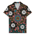 floral mandala & custom logo circle hawaiian shirt for men