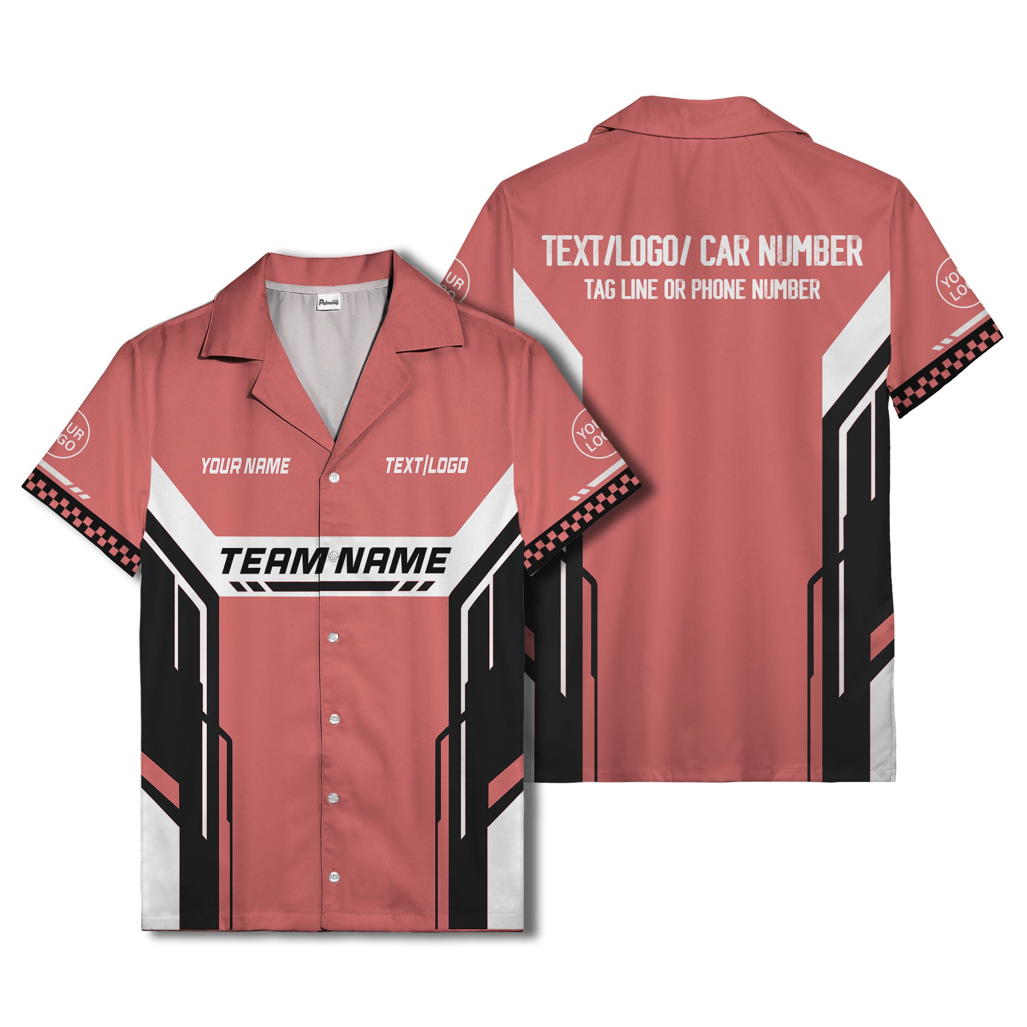 geometric stripes & custom text aloha hawaiian shirt for men