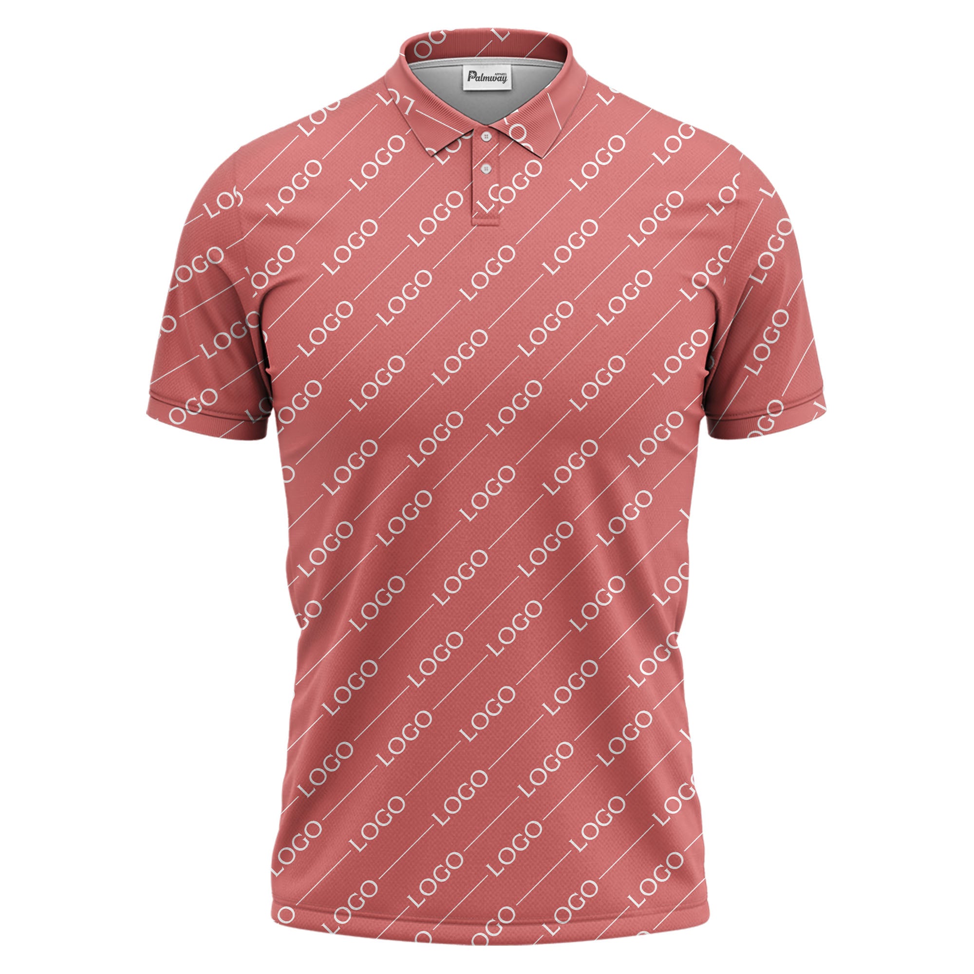 gold custom logo repeat pattern on black luxury minimalist polo shirt