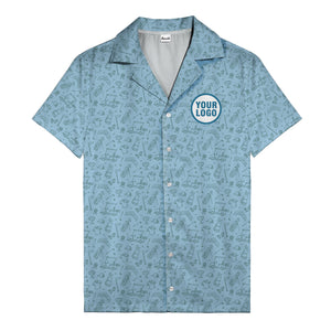 golf clubs & carts aloha hawaiian shirt for men teal black sporty tropical