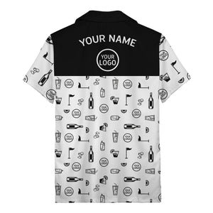 golf course cocktail party repeating illustrations hawaiian shirt for men