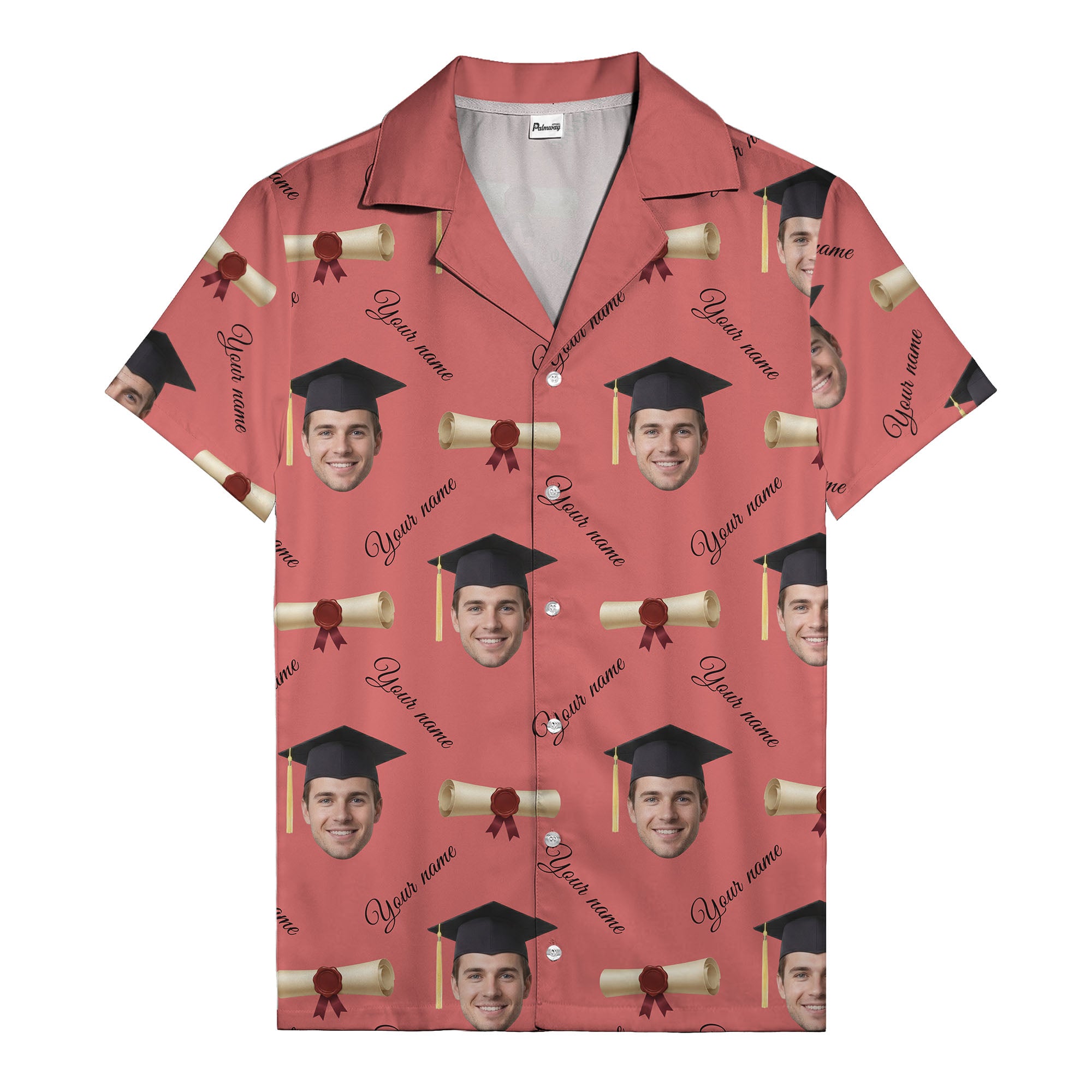 graduation caps diplomas & custom faces hawaiian shirt
