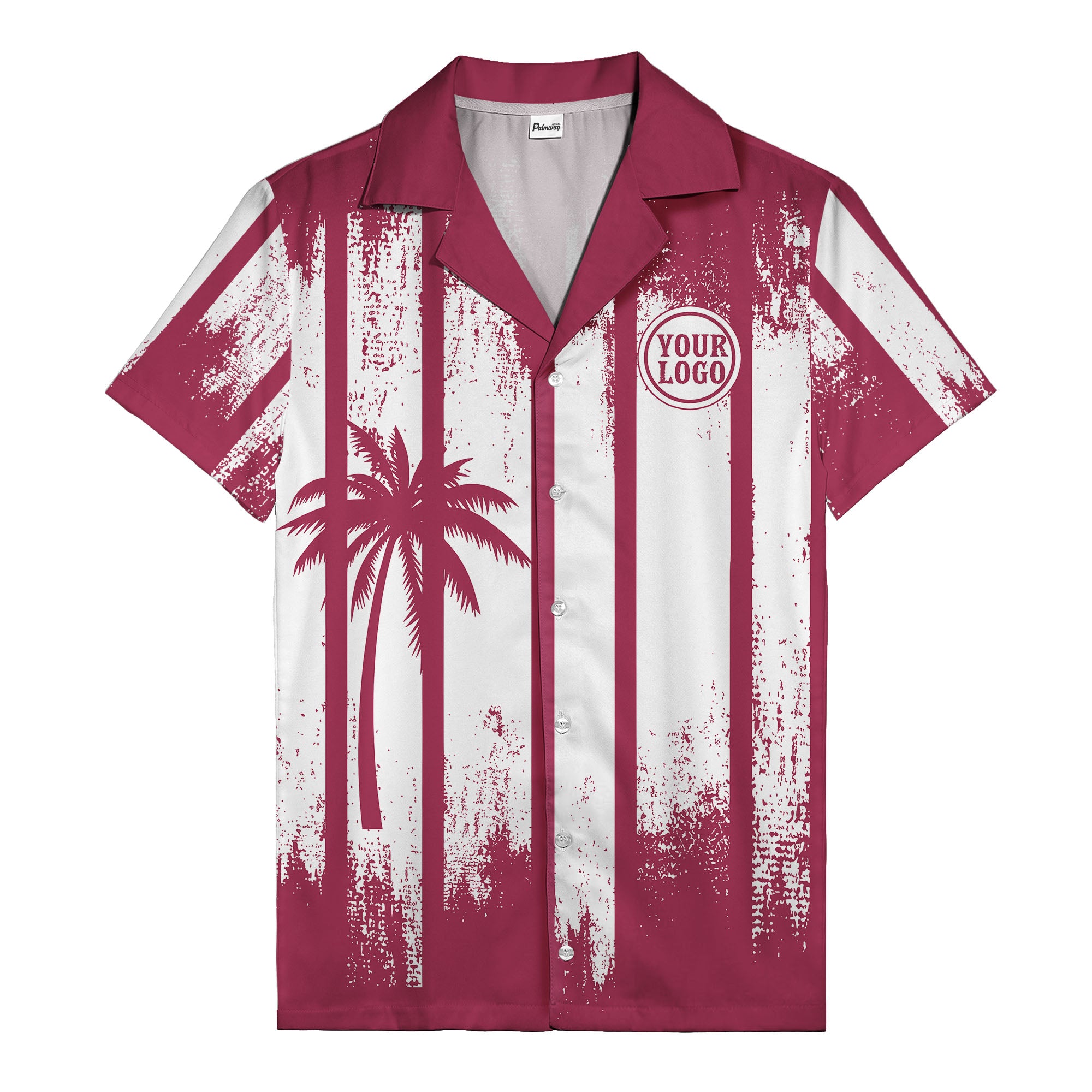 grunge monochrome palm tree silhouettes & stripe hawaiian shirt for men