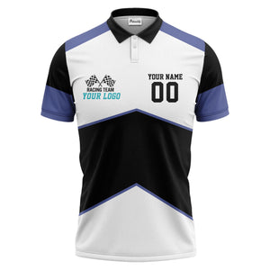 Illustrated Racing Flags Geometric Polo Shirt For Athletic Team Spirit