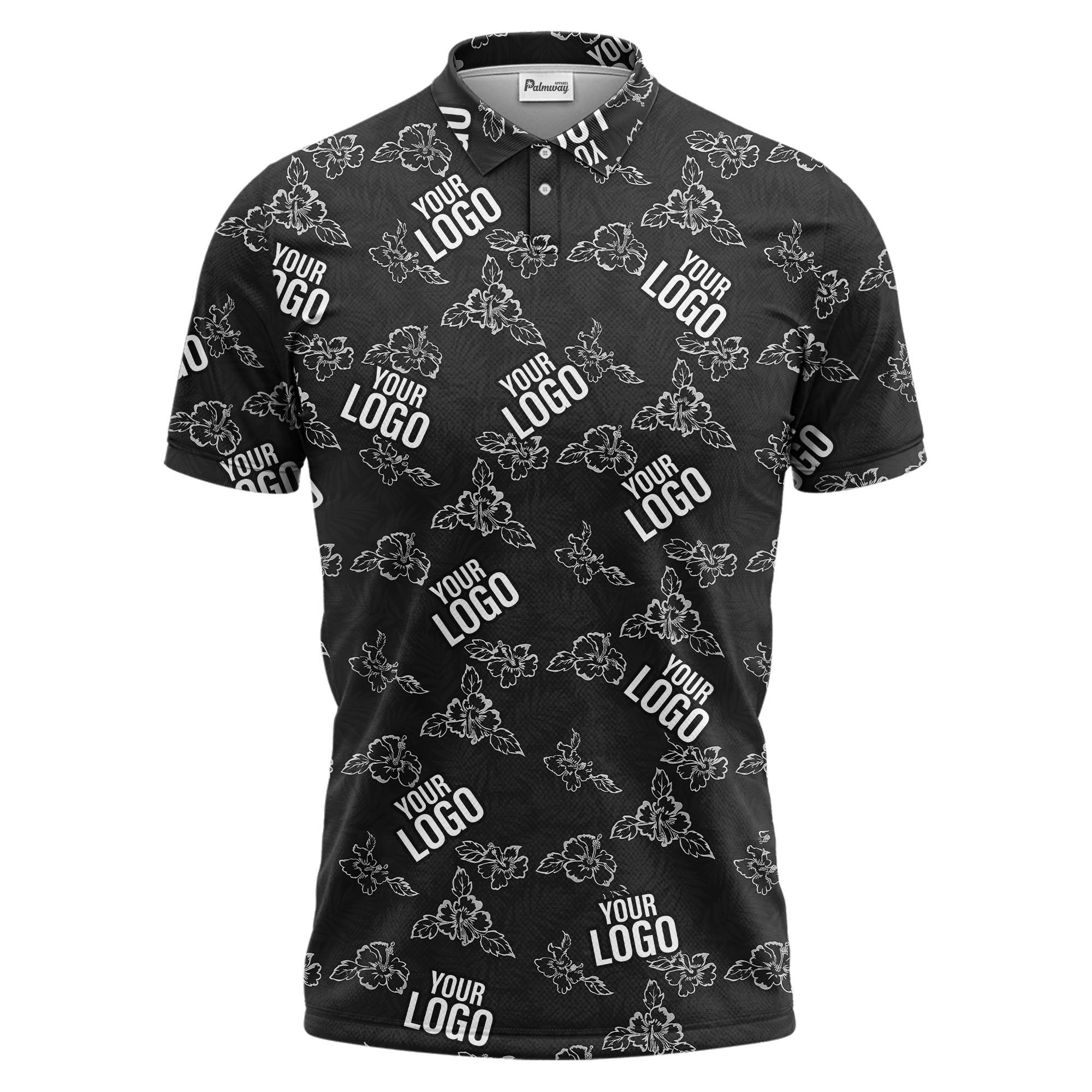 Illustrated Red Tropical Floral Leaf Polo Shirt Bursting With Vacation Vibes