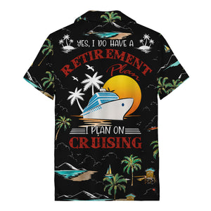 island paradise palm trees & sailboats sunset hawaiian shirt