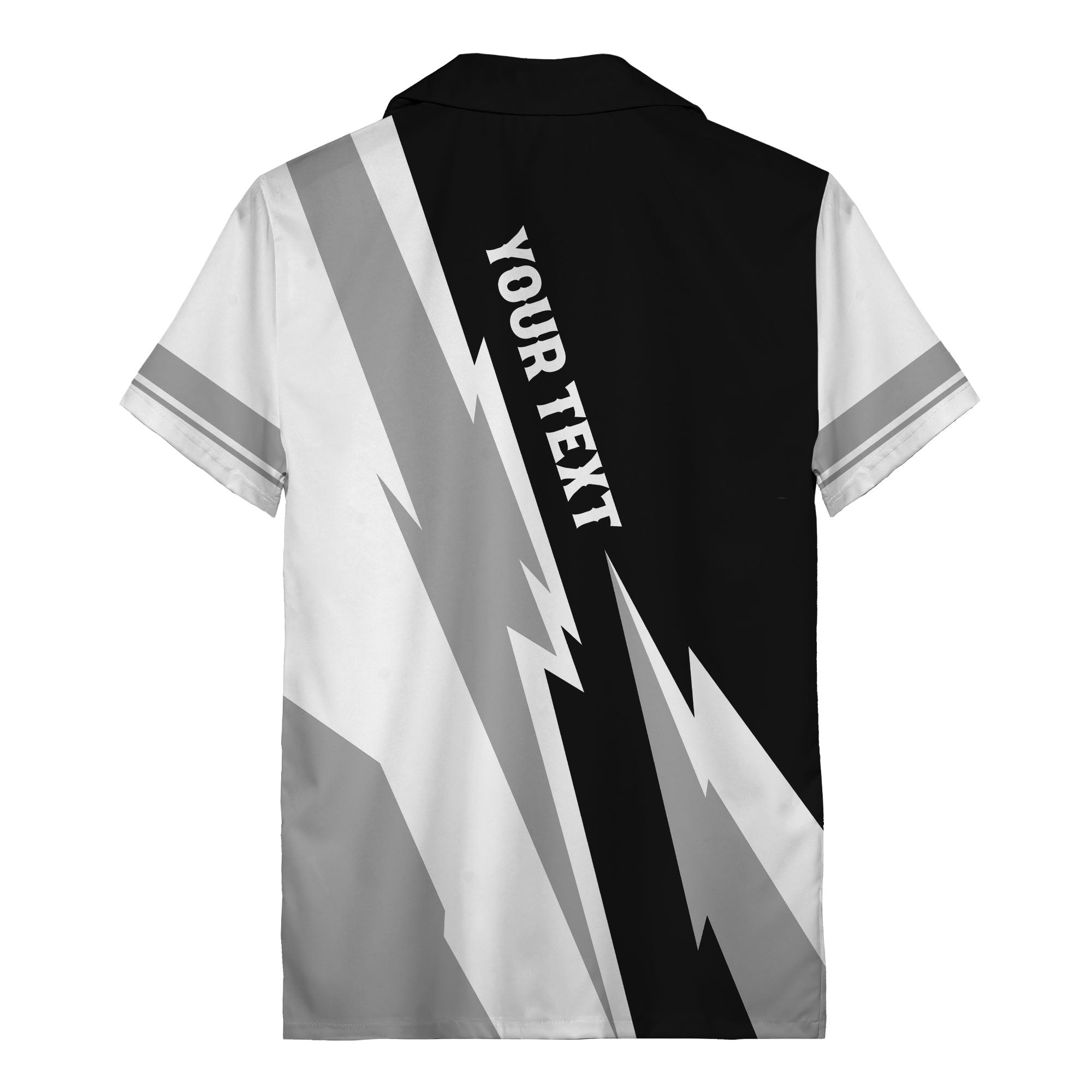 lightning bolt & diagonal stripe graphic hawaiian shirt for men