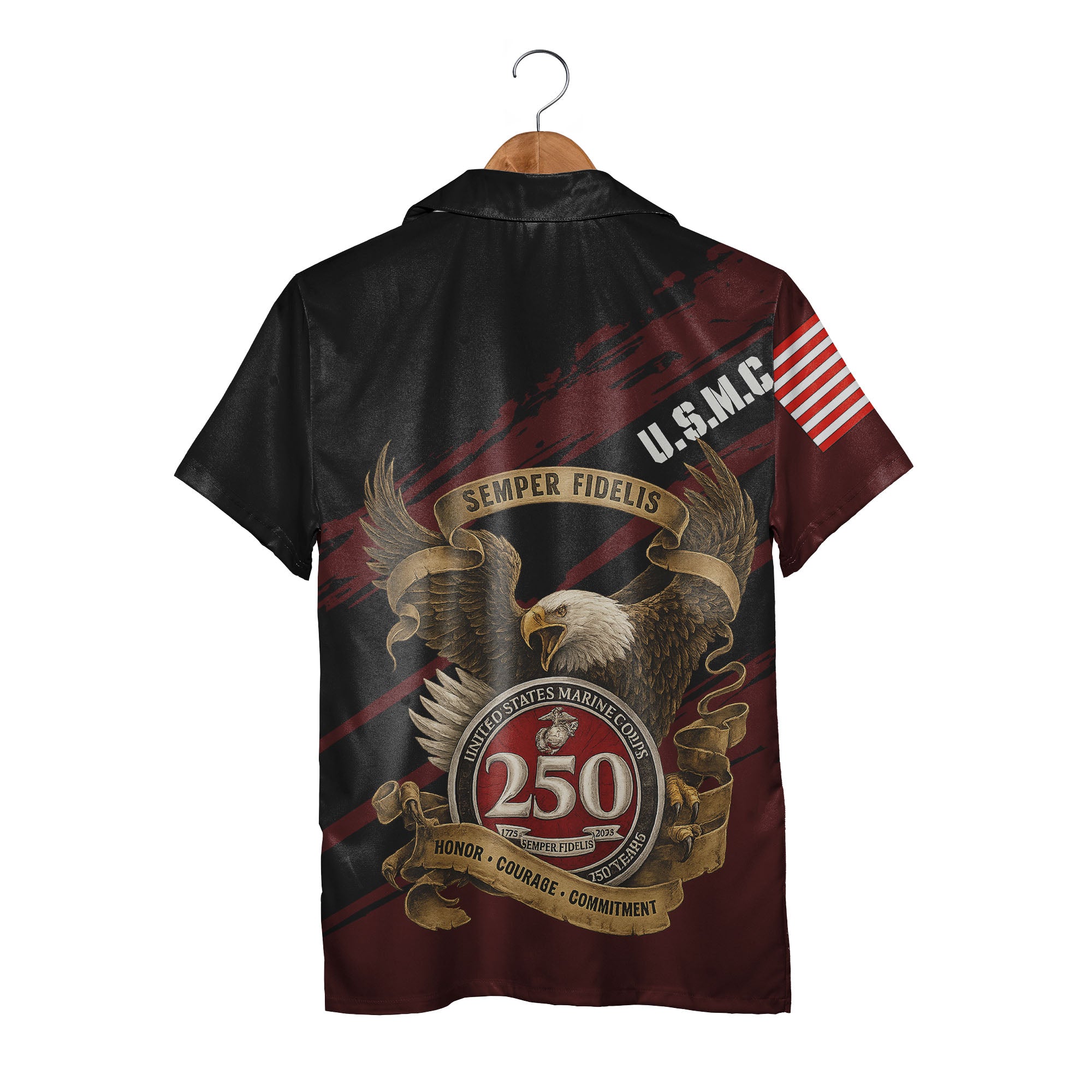 Marine Corps Eagle Hawaiian Shirt - USMC Veteran Badge Globe & Anchor Pride