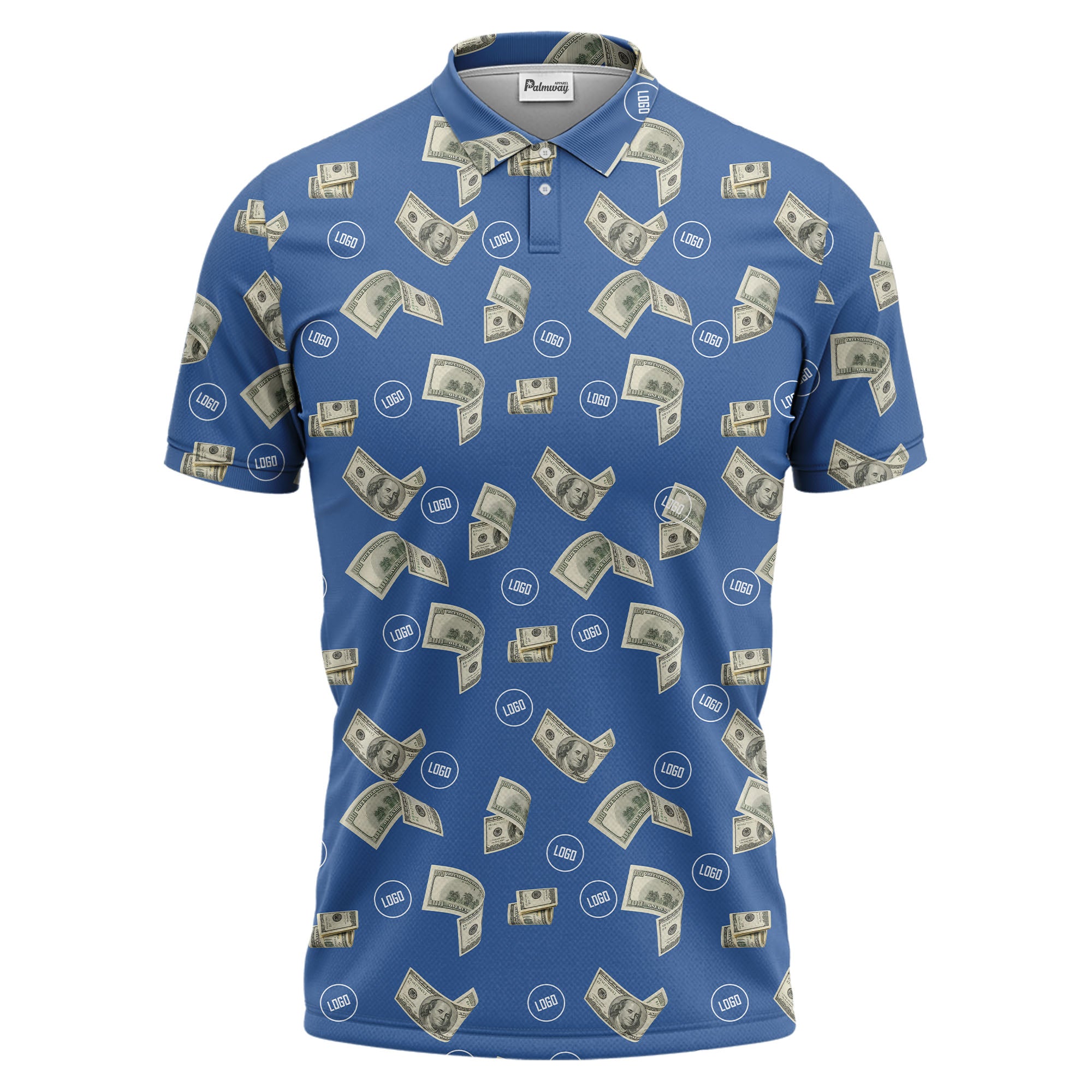 Money Rain Dollar Bills Repeating Pattern Polo Shirt For Men