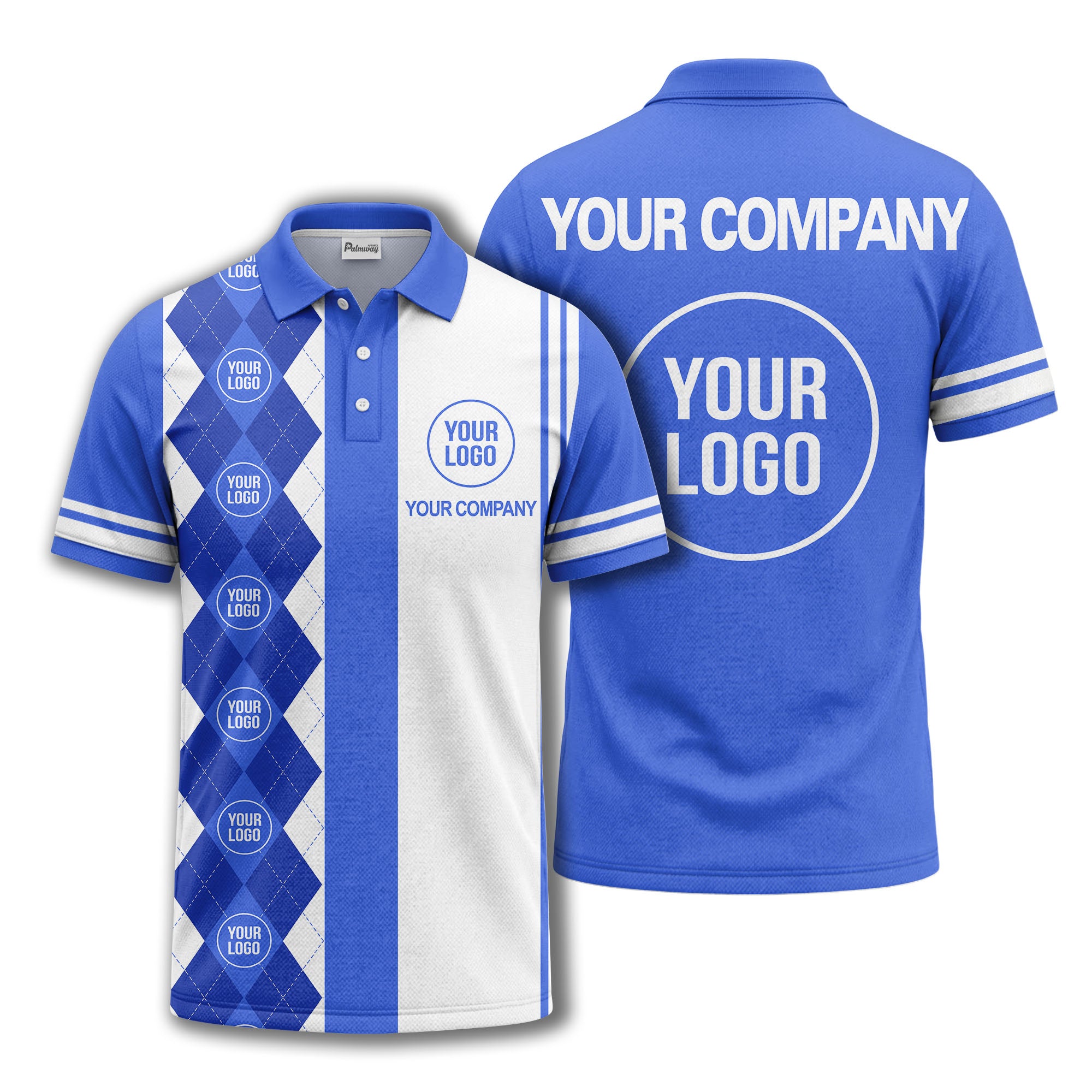 monochrome argyle diamond & custom logo polo shirt