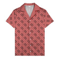 monochrome diamond grid custom logo repeat hawaiian shirt for men