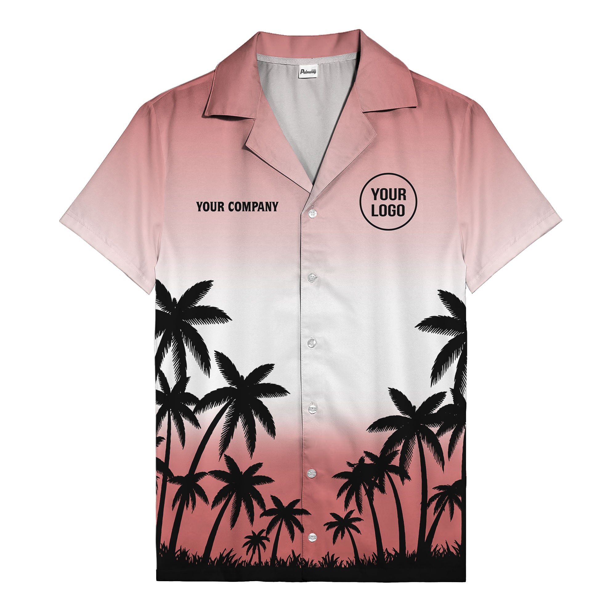 monochrome palm tree gradient silhouette hawaiian shirt for men