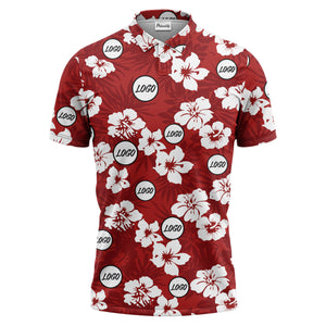 monochrome tropical floral with speech bubble polo shirt for men