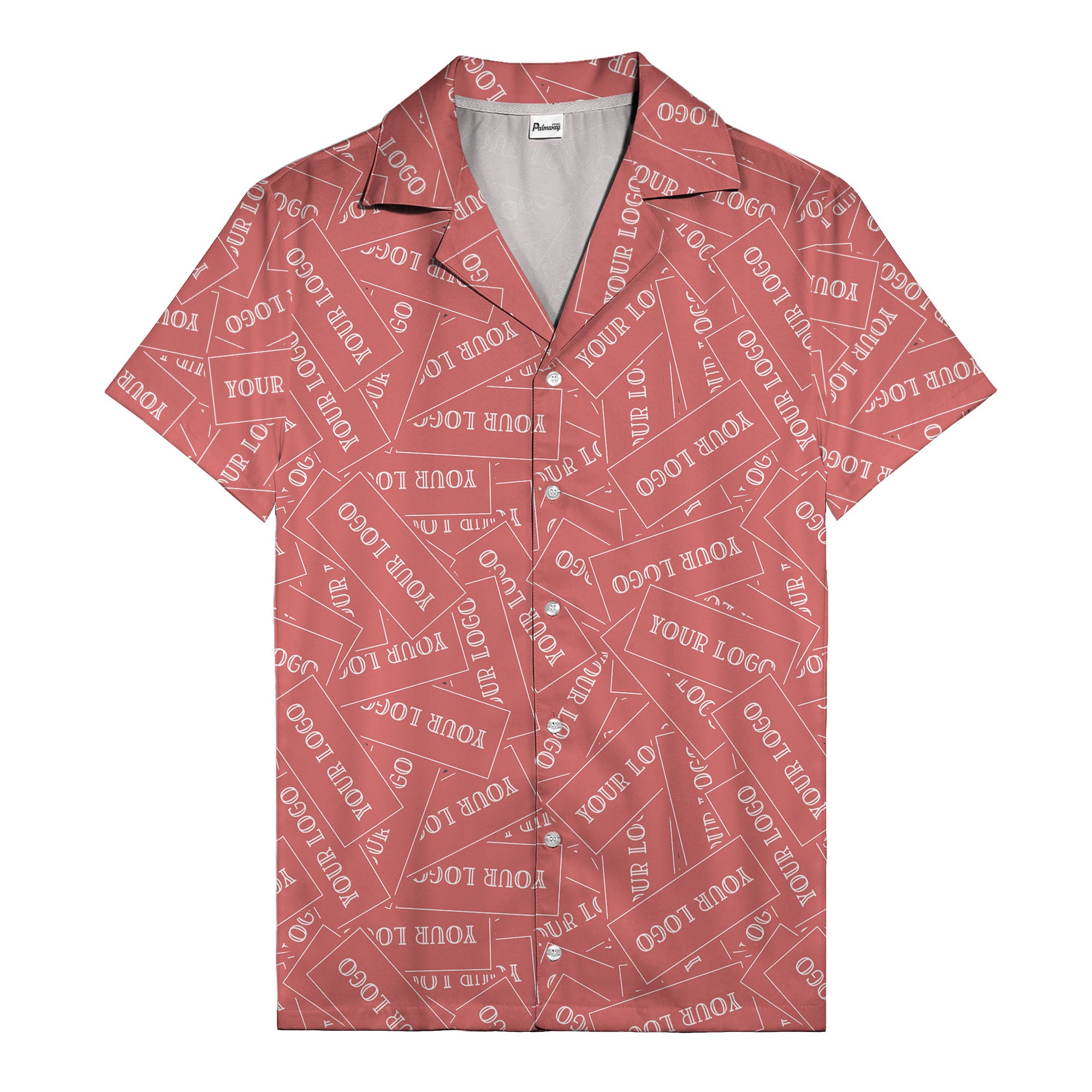 monochrome your logo repeat text graphic hawaiian shirt for men