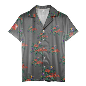 motorcycle parrot tropical hawaiian shirt, hibiscus floral aloha button down shirt
