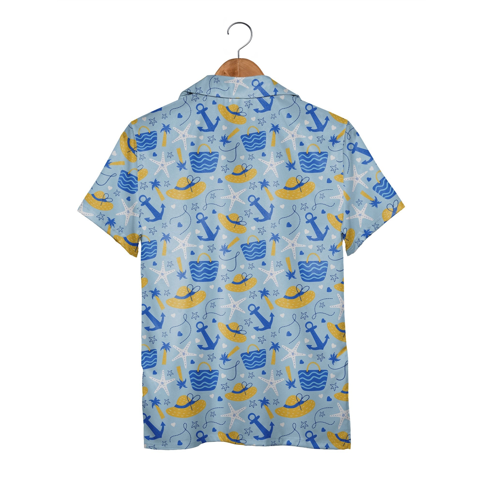 Nautical Adventure Hawaiian Shirt with Navy Anchors and Compass