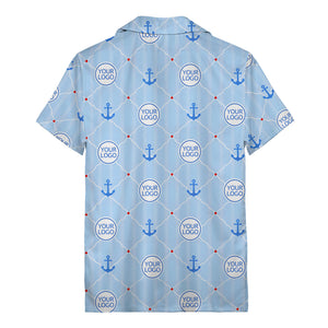 nautical anchors & custom logo circles light blue hawaiian shirt
