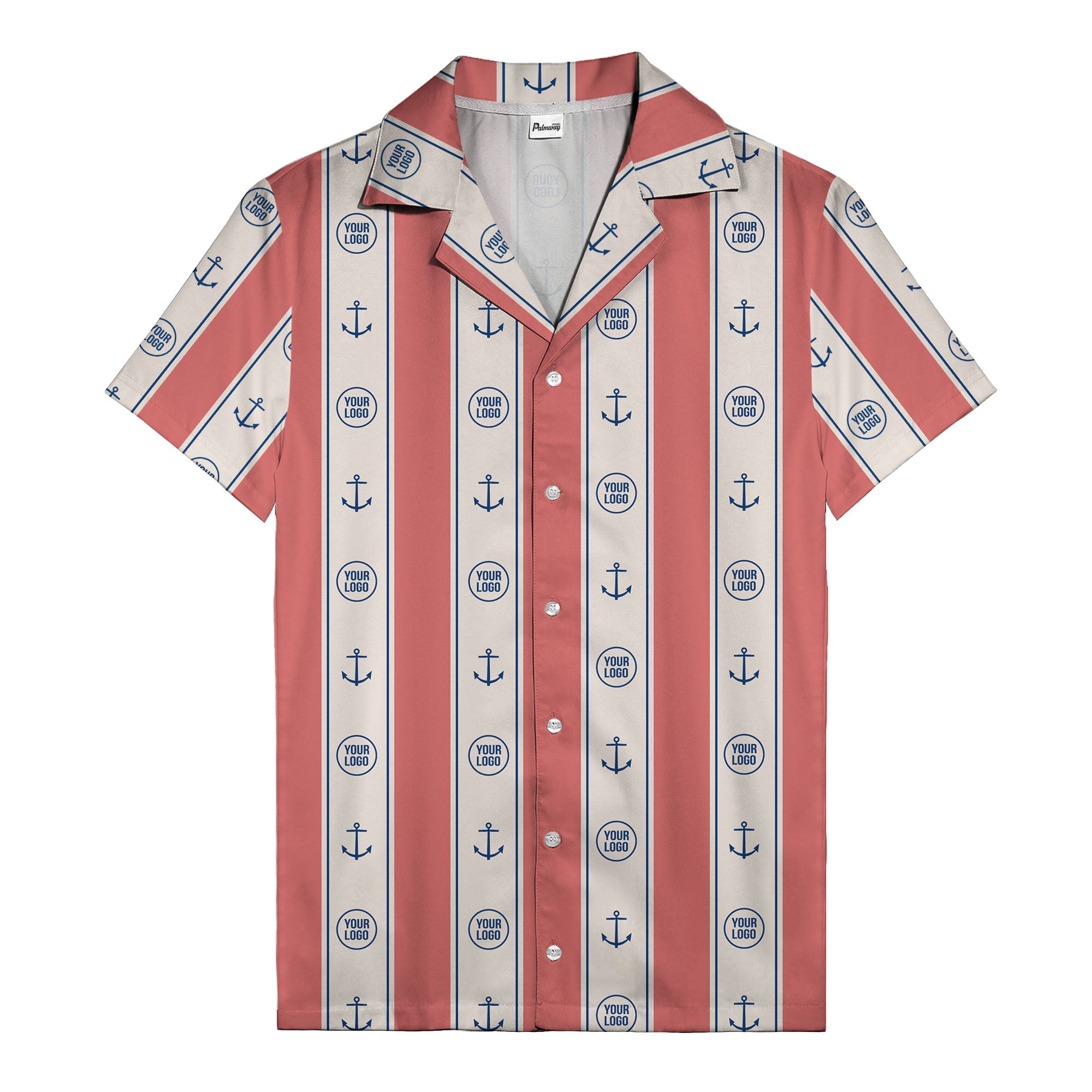 nautical anchors & custom logo repeat hawaiian shirt for men