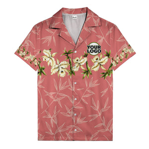 orchid & bamboo photoreal black hawaiian shirt