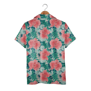 Pale Beige Cream Orchid Hawaiian Shirt with Elegant Palm and Monstera Leaves