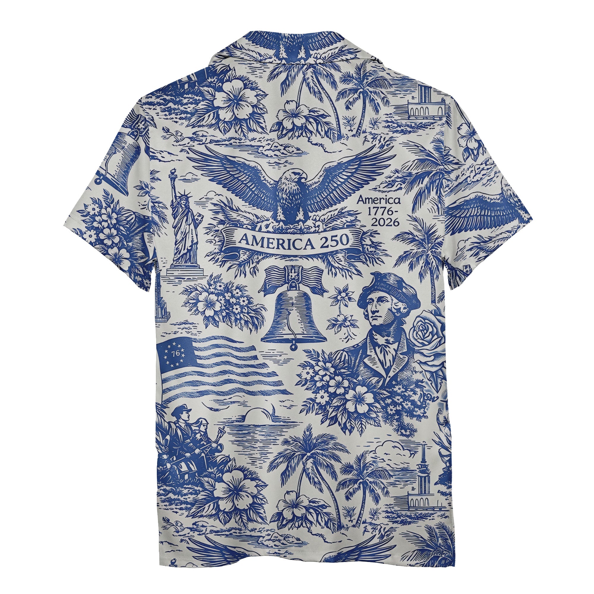 Patriotic American History Toile Hawaiian Shirt With Bald Eagles, Liberty Icons & Aloha Vibes